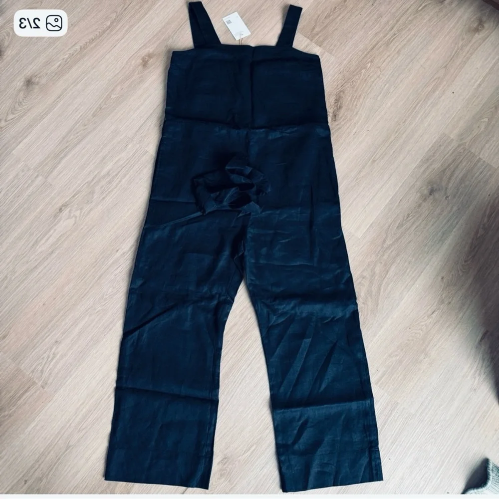 Quince 100% European Linen Square Neck Jumpsuit Sz S NEW